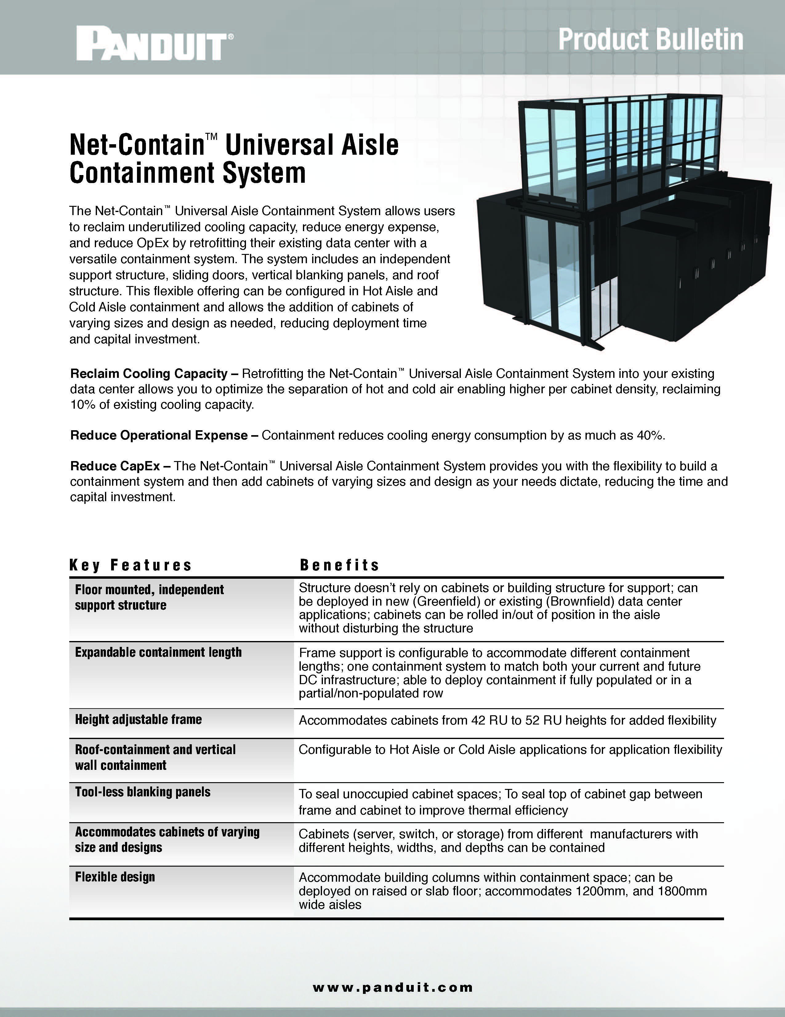 Net-Contain™ Universal Aisle Containment System Product Bulletin